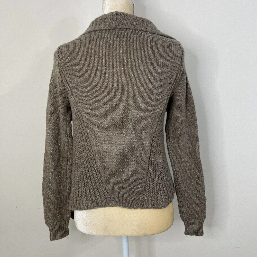 Lauren Ralph Lauren Wool Alpaca Blend Cardigan Size XS Brown Drape Front - Picture 7 of 10